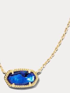 Kendra Scott Gold Necklace with Royal Blue Faceted Stone